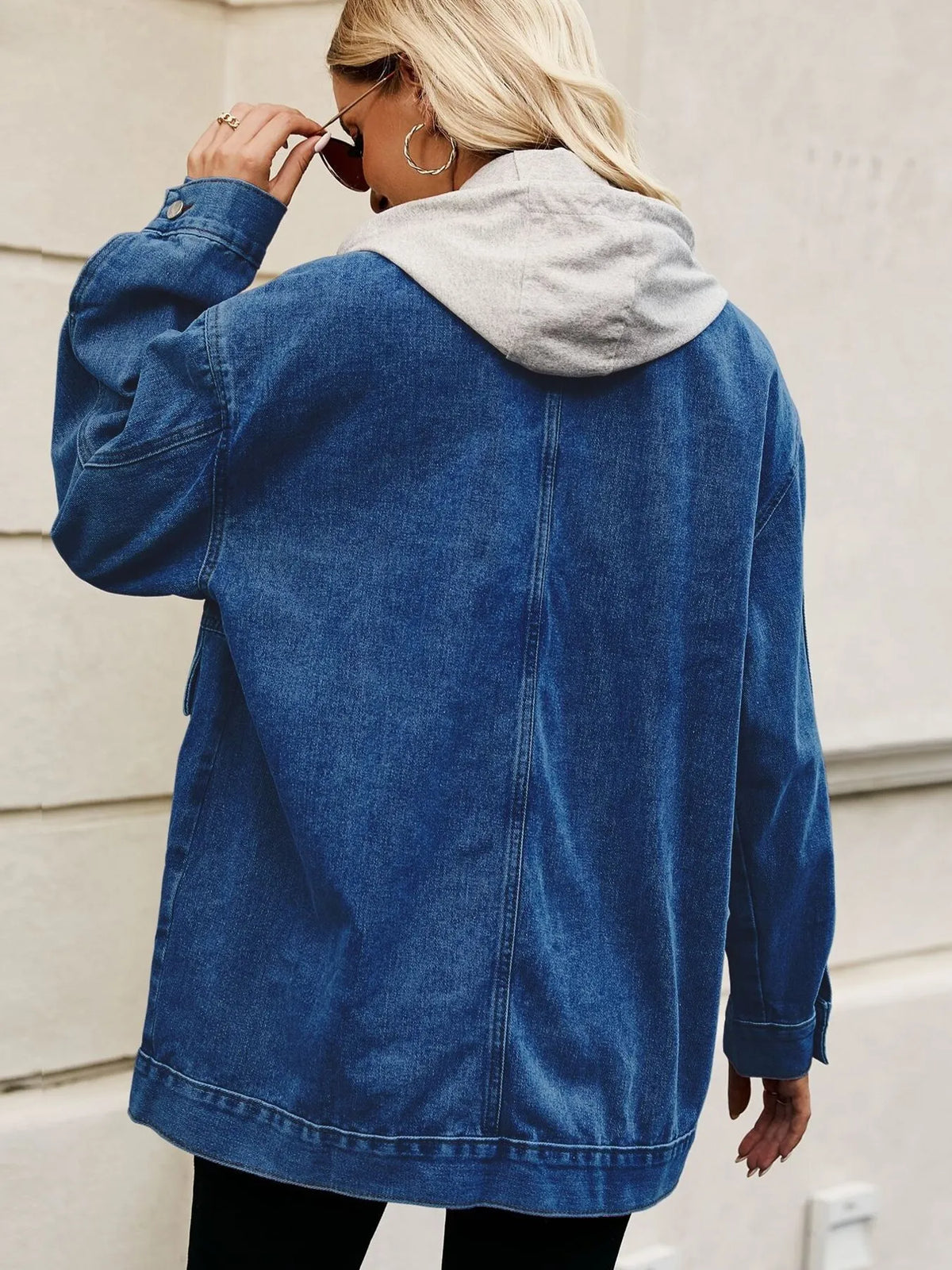 Oversized Button Up Denim Jacket Hood (25)