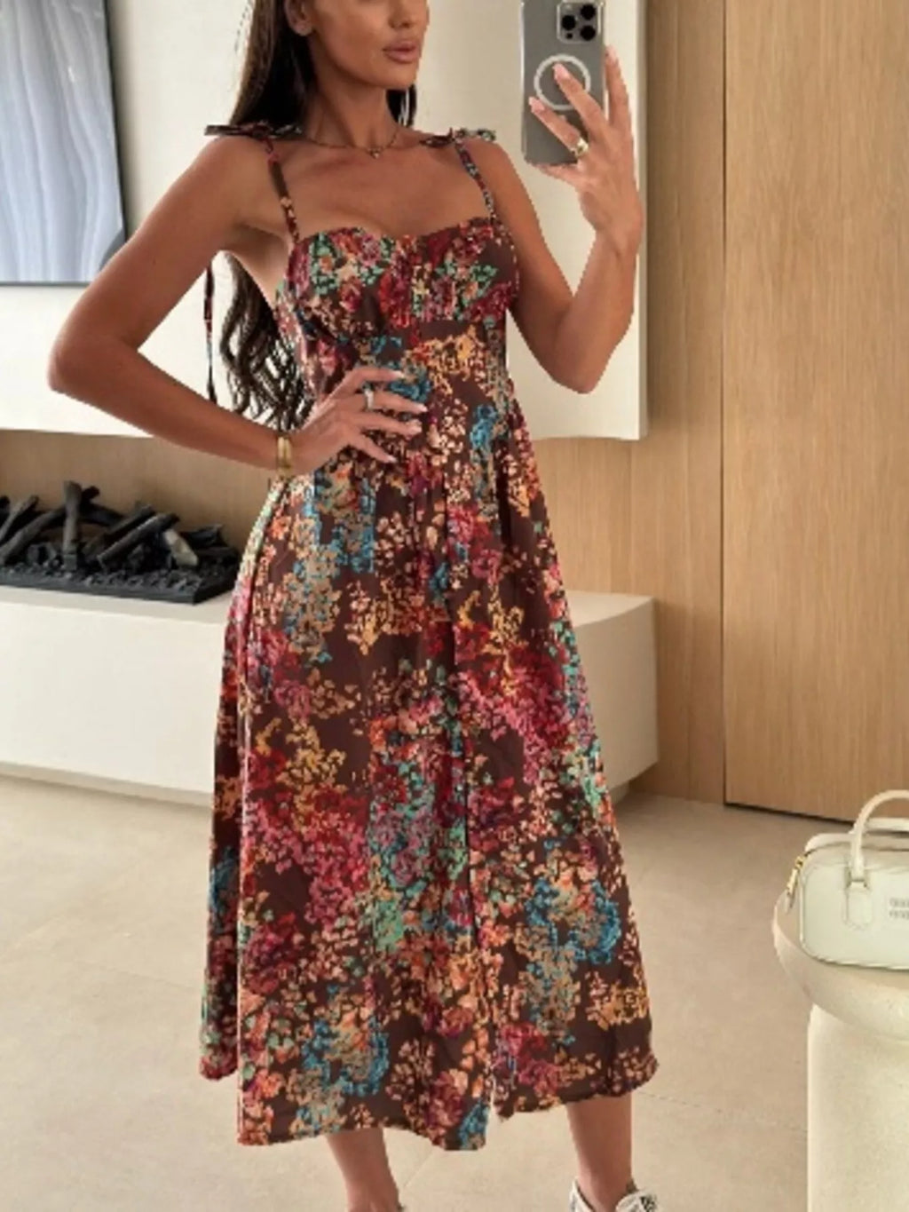 Printed Tie-strap Midi Dress (22)