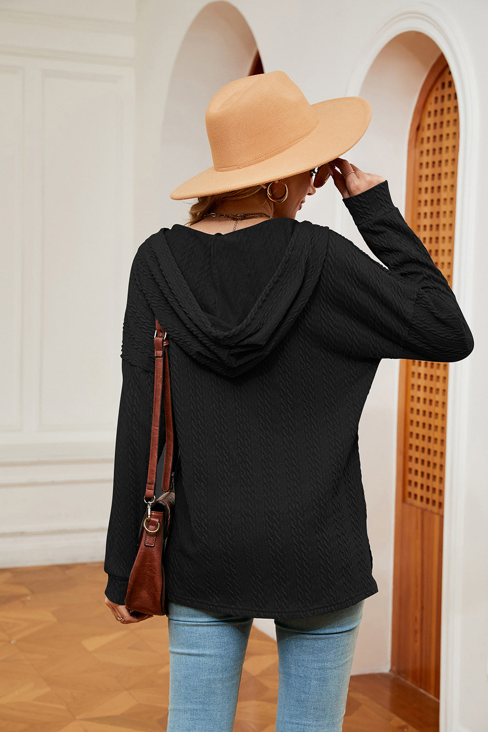 Half-button Dropped Shoulder Hoodie (12)