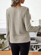 Ribbed Knit Long Sleeve T-shirt (3)