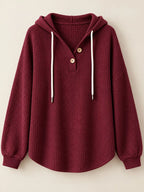 Full Size Waffle Knit Button Detail Hoodie Plus (28)