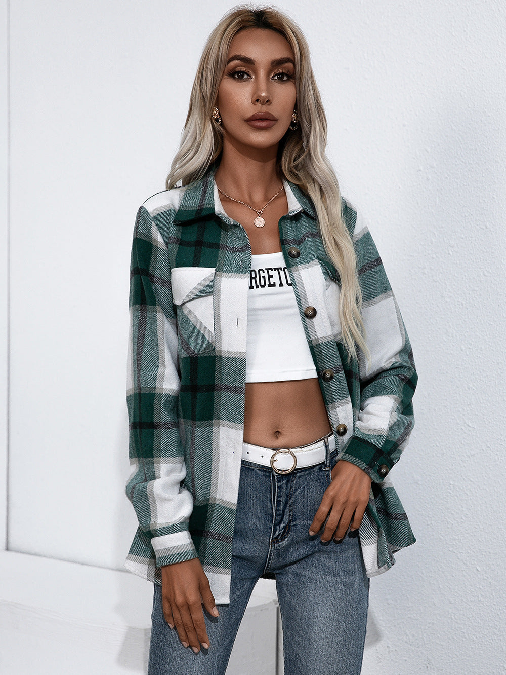Plaid Button Up Flannel Shirt (8)