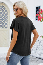 V-neck Flutter Sleeve T-shirt (16)