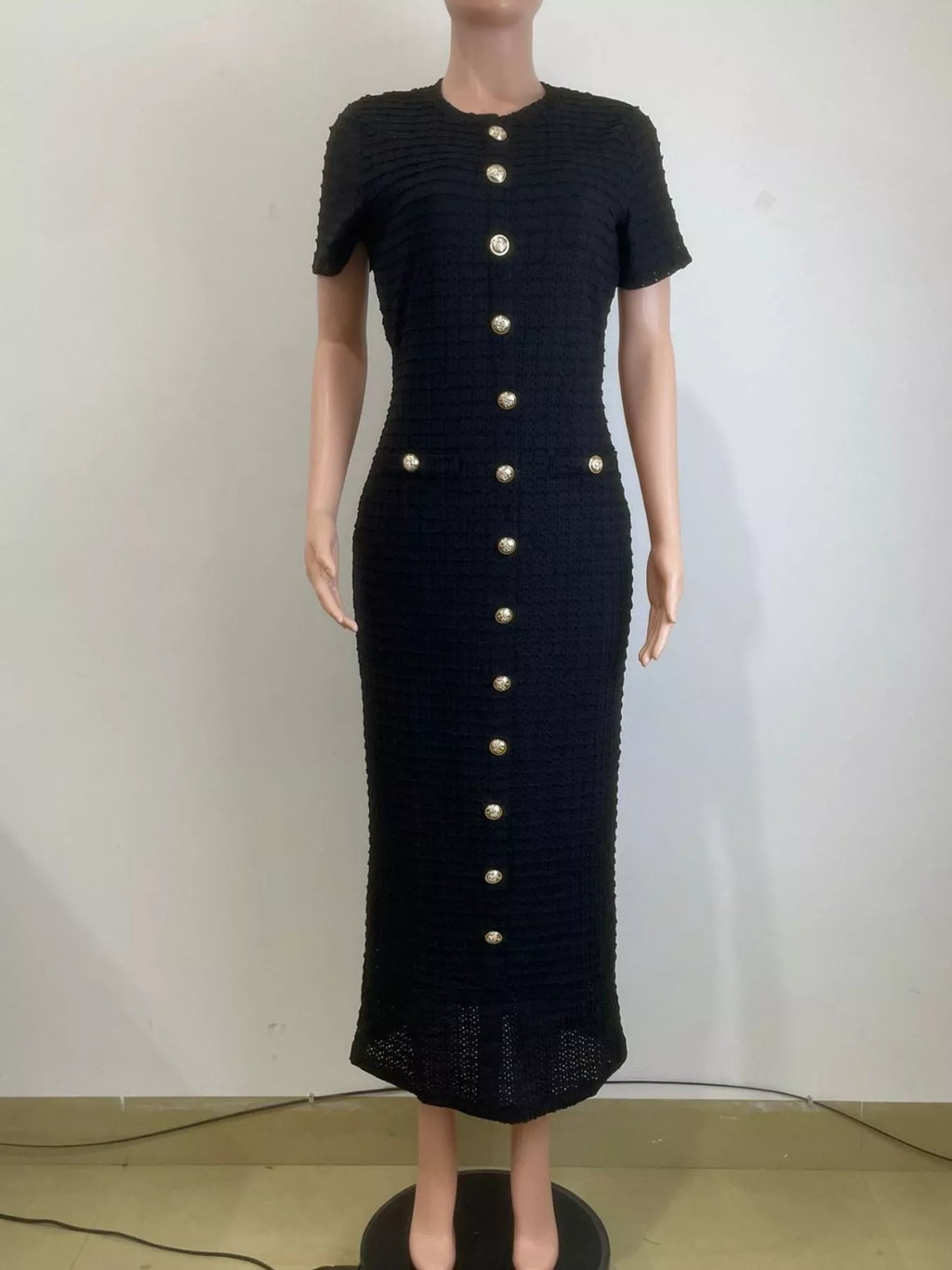 Textured Short Sleeve Midi Dress (12)