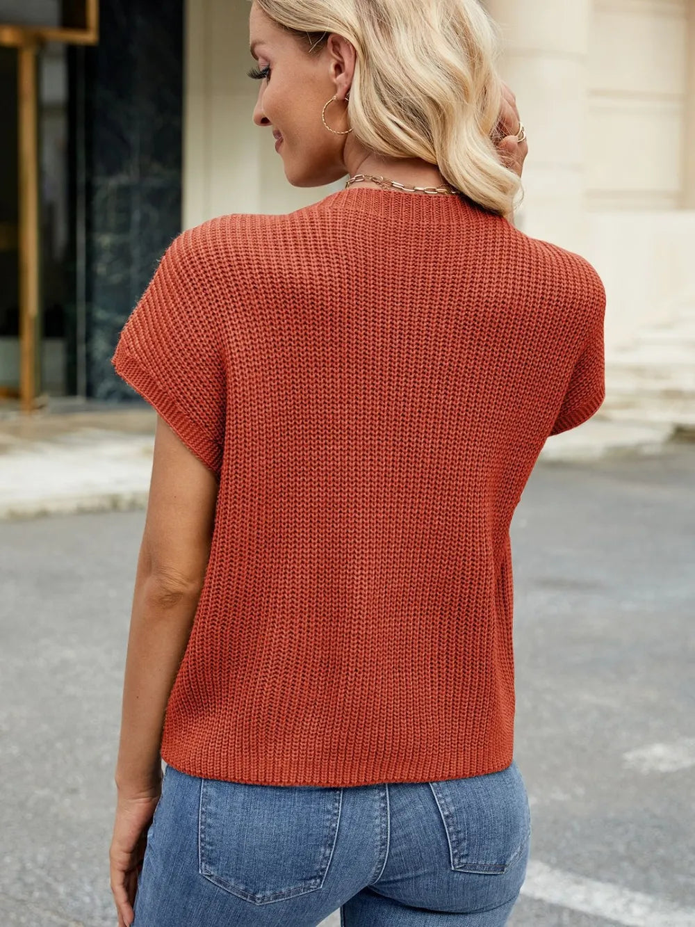 Round Neck Short Sleeve Sweater (4)