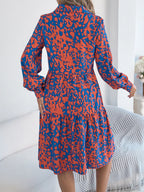 Printed Collared Neck Long Sleeve Dress (8)