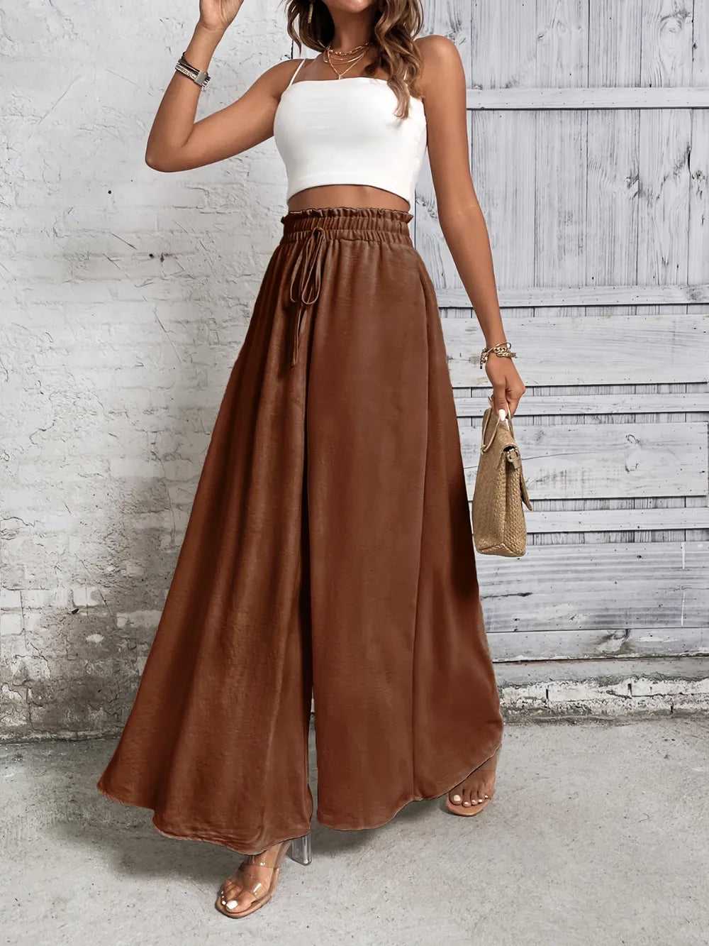Tied High Waist Wide Leg Pants (19)