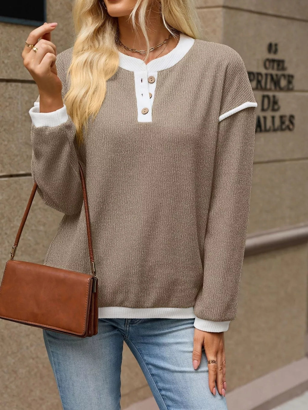 Button Detail Dropped Shoulder T-shirt (17)