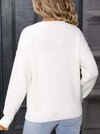 Valentine's Day Heart Round Neck Dropped Shoulder Sweater (7)