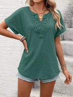 Lace Trim Short Sleeve T-shirt (15)