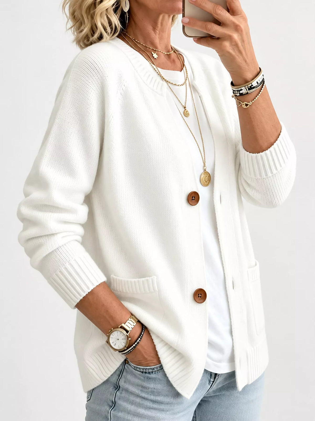 Full Size Button-down Knit Cardigan Plus (15)