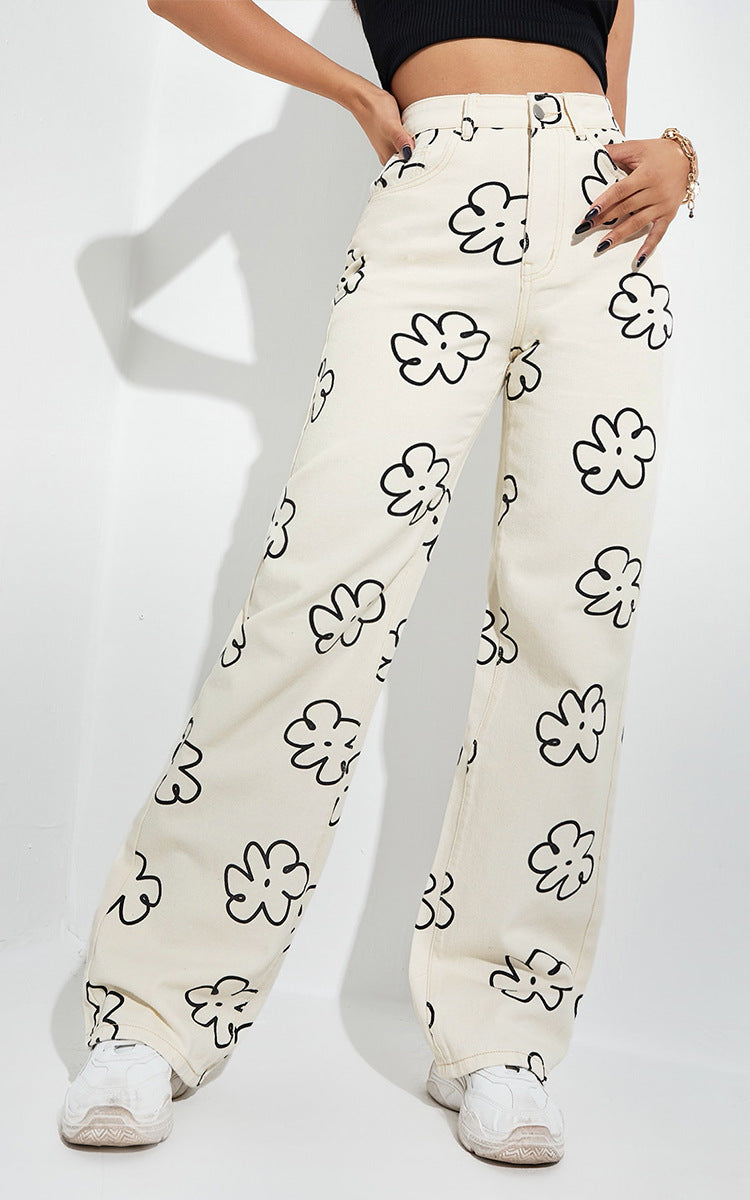 Loose Straight-leg Printed Casual Jeans photo 3
