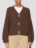 Gold Buttons V-neck Cardigan