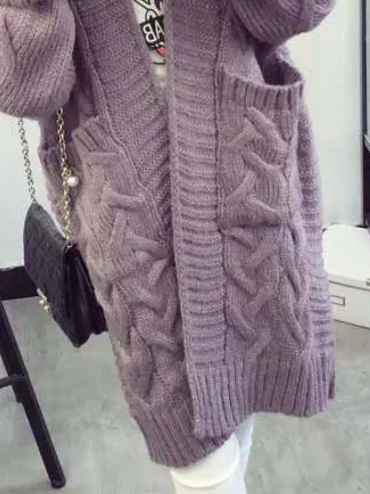 Chunky Knit Open Front Cardigan (7)