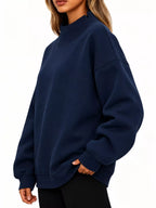 Oversized Mock Neck Long Sleeve Sweatshirt (50)