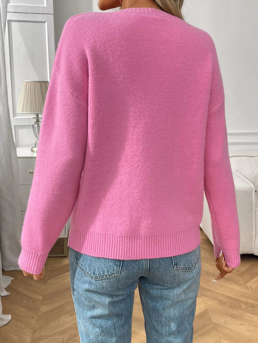 Bow Round Neck Long Sleeve Sweater (10)