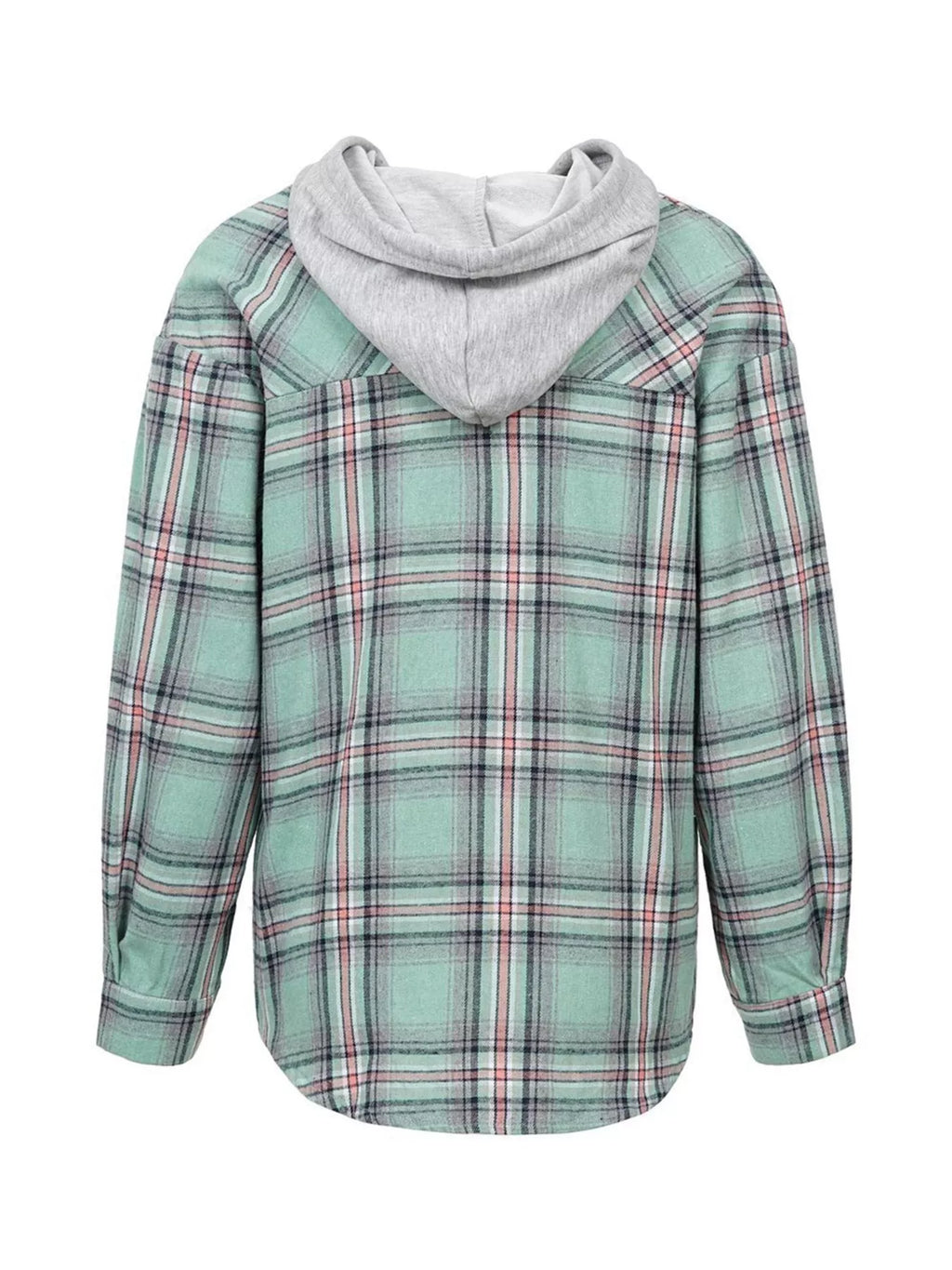 Hooded Plaid Button-up Shirt (14)