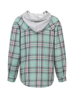 Hooded Plaid Button-up Shirt (14)