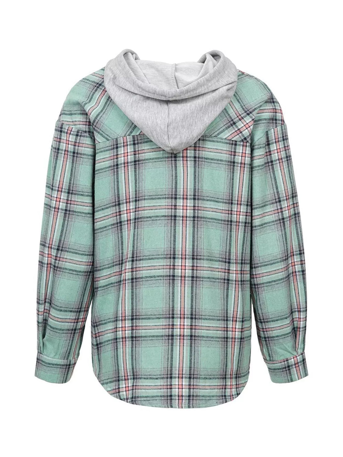 Hooded Plaid Button-up Shirt (14)