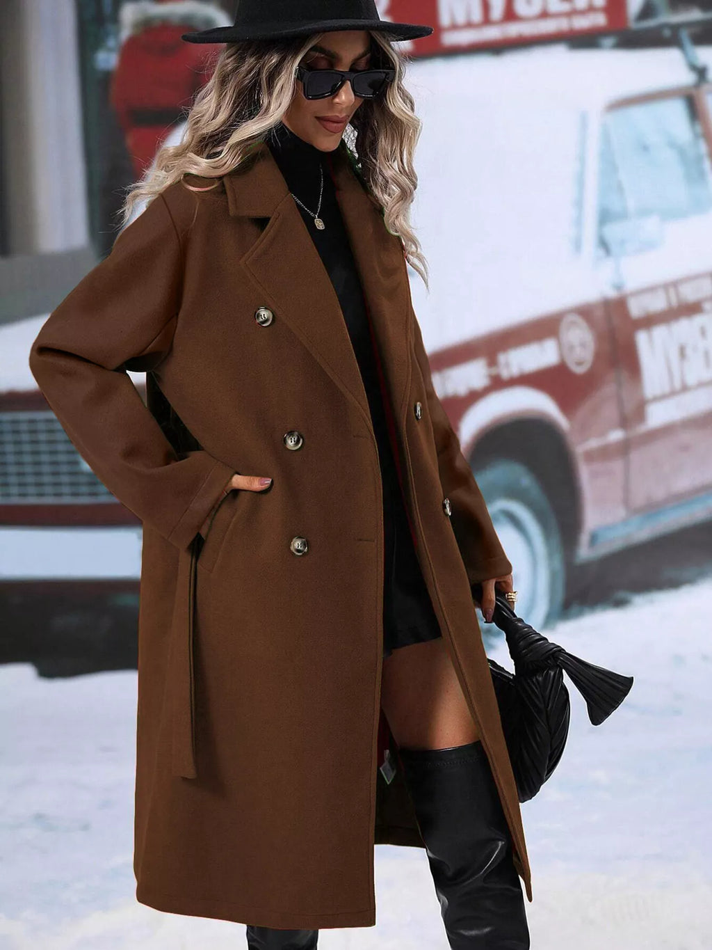 Double-breasted Lapel Collar Overcoat (22)
