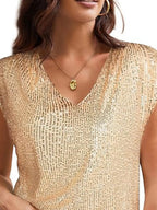 V-neck Sequin Cap Sleeve Top (13)