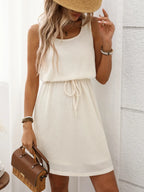 Waffle-knit Drawstring Mini Tank Dress (2)