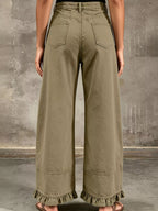 Full Size High-waisted Wide-leg Ruffled Hem Jeans Plus (16)