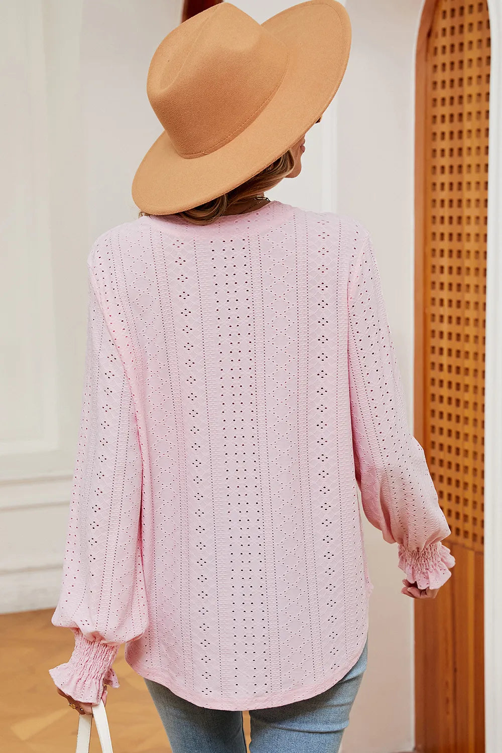 Eyelet Notched Long Sleeve T-shirt (12)