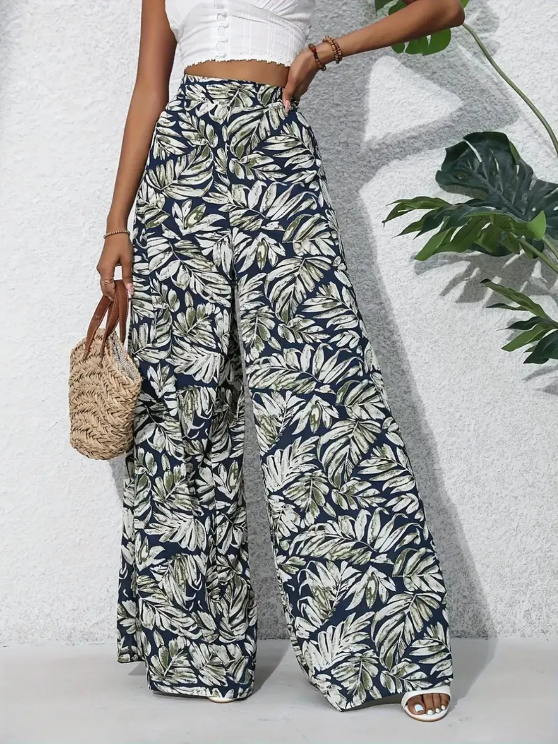 Printed High Waist Wide Leg Pants (5)