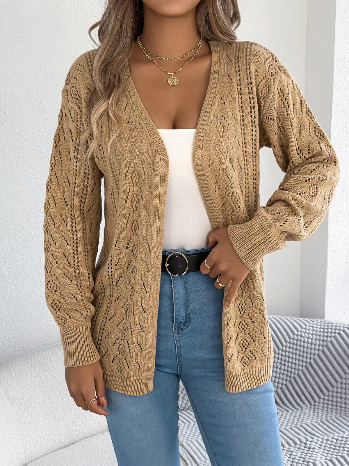 Openwork Open Front Cardigan (11)