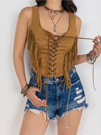 Fringe Lace-up Vest (4)
