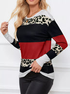 Leopard Block Striped Knit Top (15)