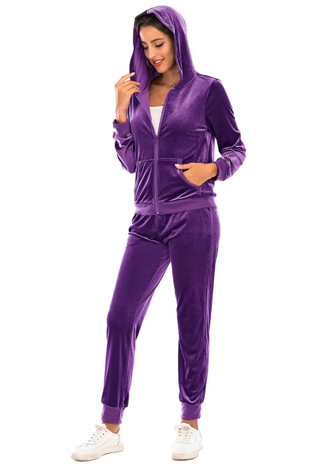 Zip-up Hooded Jacket Pants Set (28)