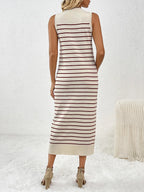 Round Neck Sleeve Midi Knit Dress (7)