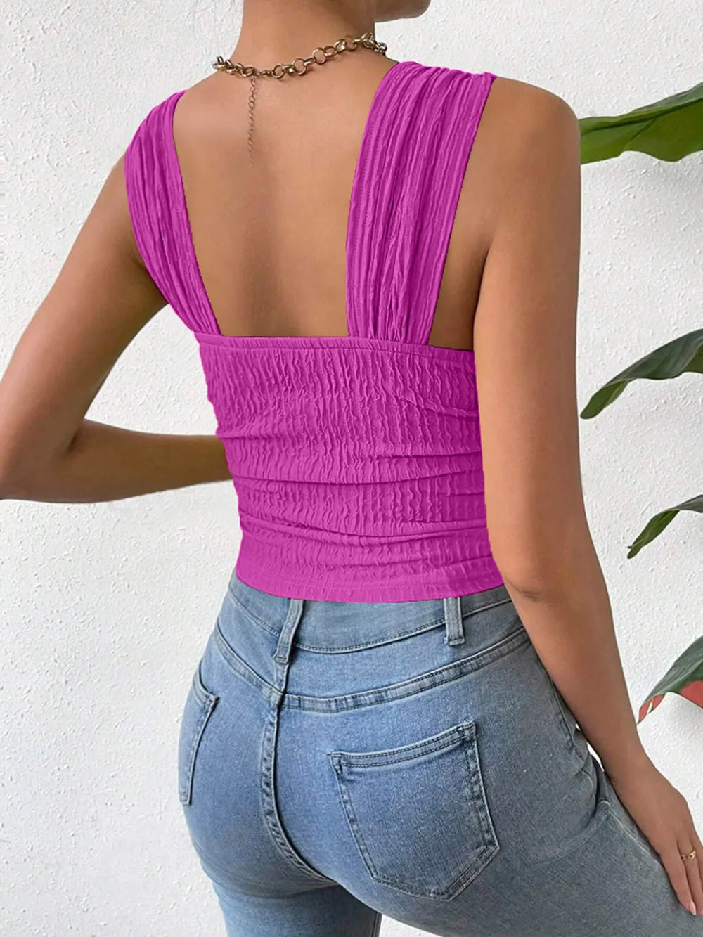 Textured Square Neck Wide Strap Tank (20)