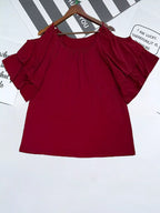 Cold Shoulder Ruffle Sleeve T-shirt (7)