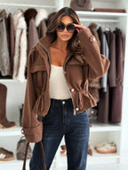 Drawstring Waist Cropped Jacket (6)