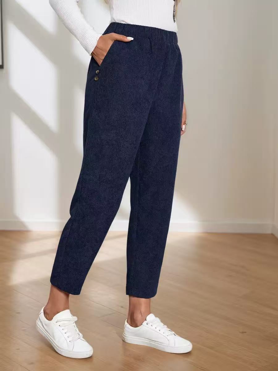 Corduroy Pocket High-waist Solid Color Straight Casual Pants variant CJTZ258861613MN|CJTZ258861614NM|CJTZ258861615OL|CJTZ258861616PK