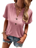 Full Size Notched T-shirt Rolled Sleeves Plus (8)