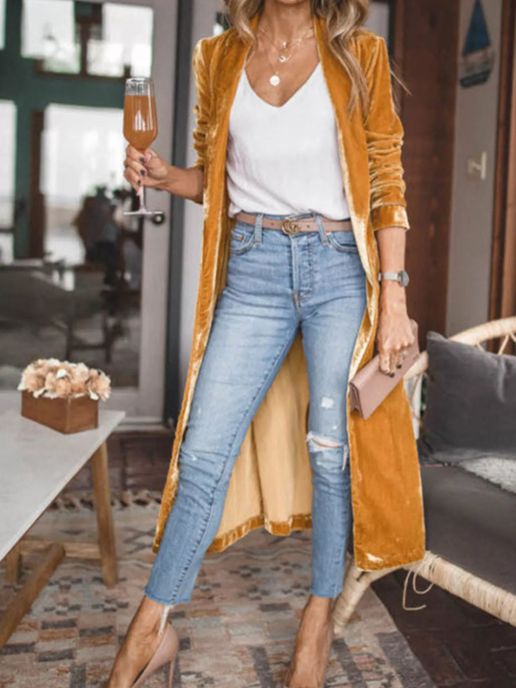 Open Front Long Sleeve Longline Cardigan (2)