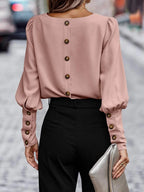 Round Neck Lantern Sleeve Blouse (13)