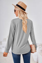 Square Neck Ruched Long Sleeve Blouse (2)