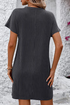 Ribbed Striped Short Sleeve Mini Tee Dress (7)