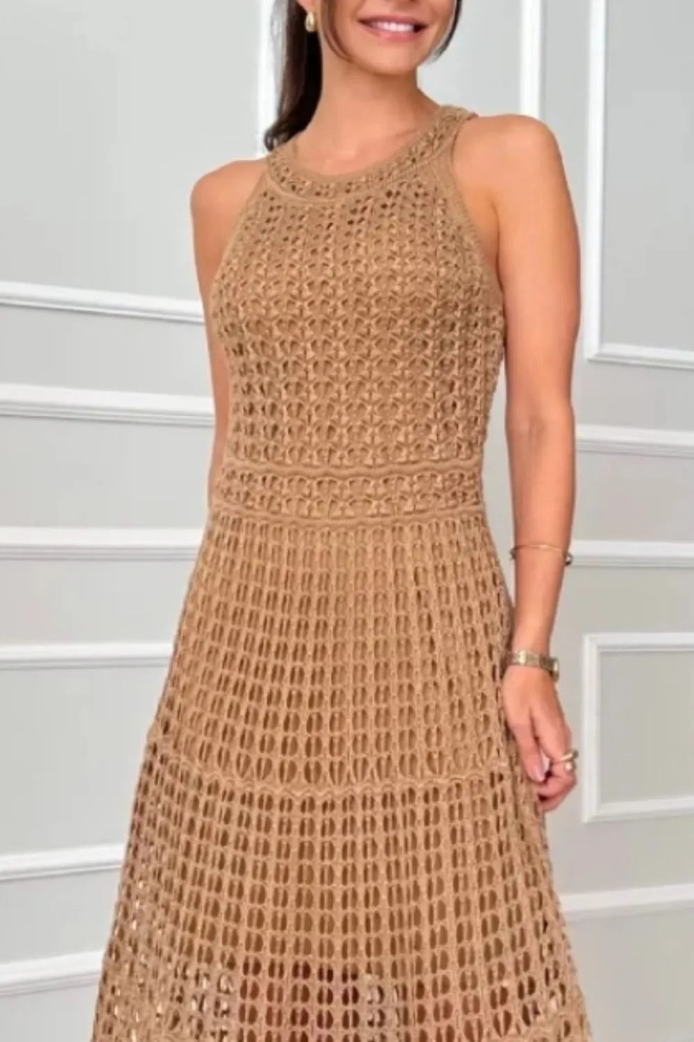 Hollowed-out Sleeveless Maxi Dress (6)