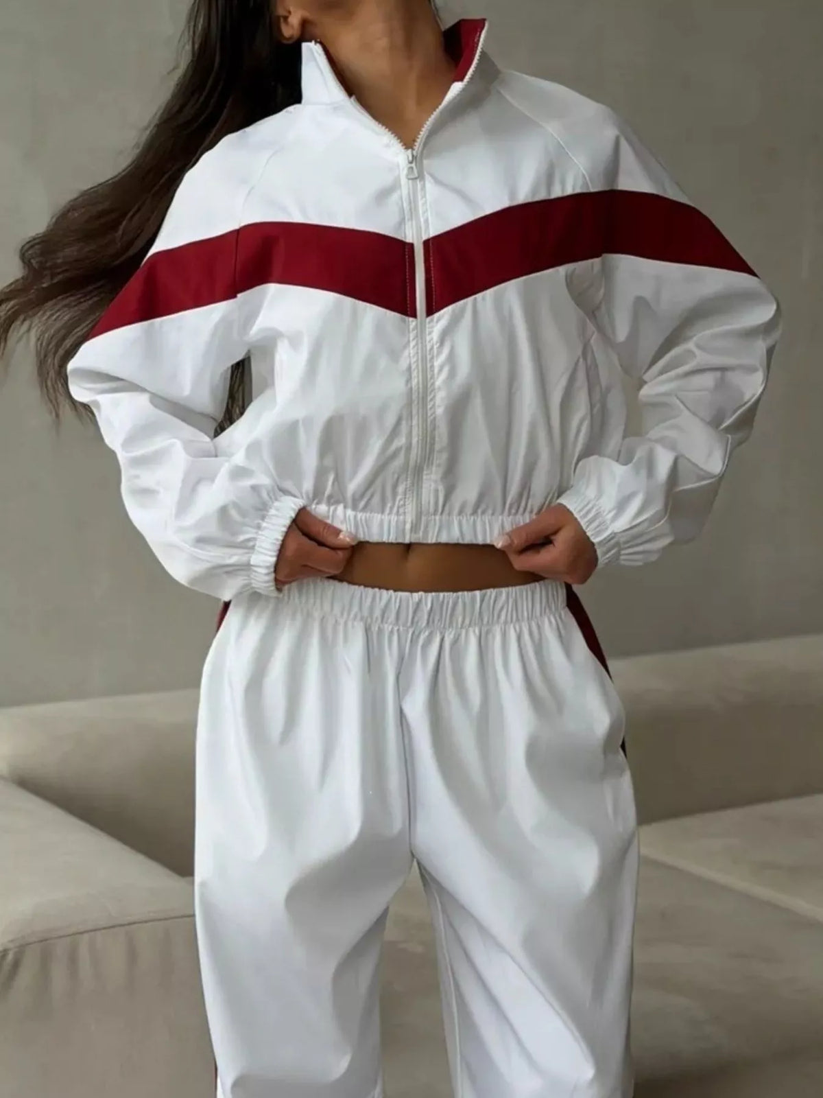 Block Zip Up Outerwear Pants Set (12)