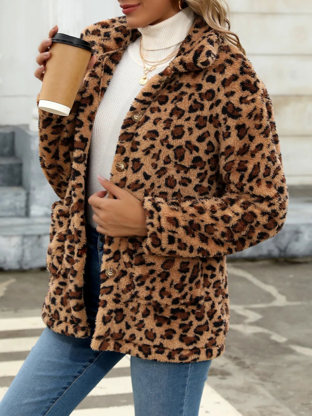 Button Up Drop Shoulder Fuzzy Jacket (24)