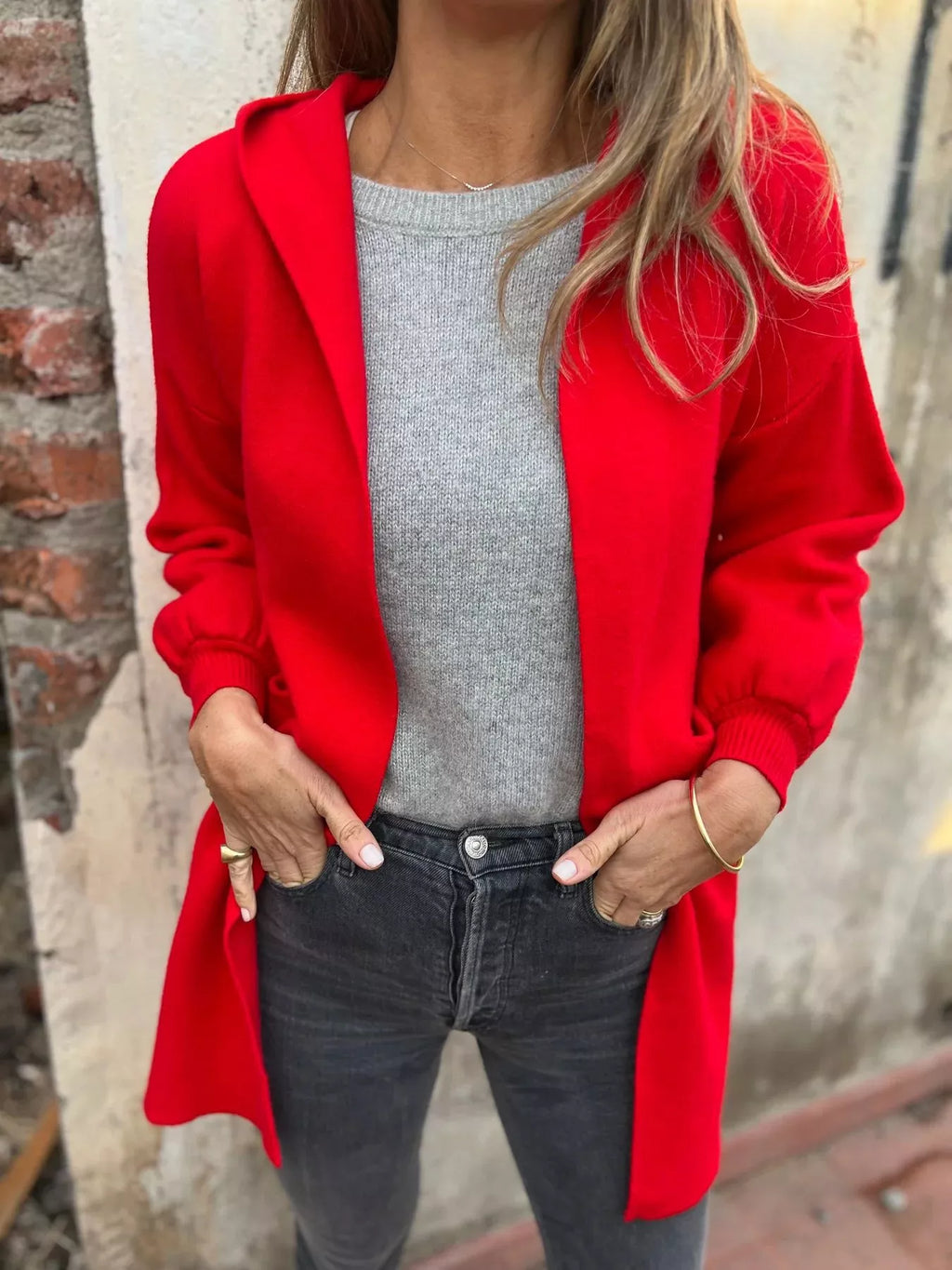 Full Size Open Front Drop Shoulder Hooded Cardigan Plus (2)