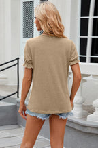 Round Neck Flounce Sleeve T-shirt (2)