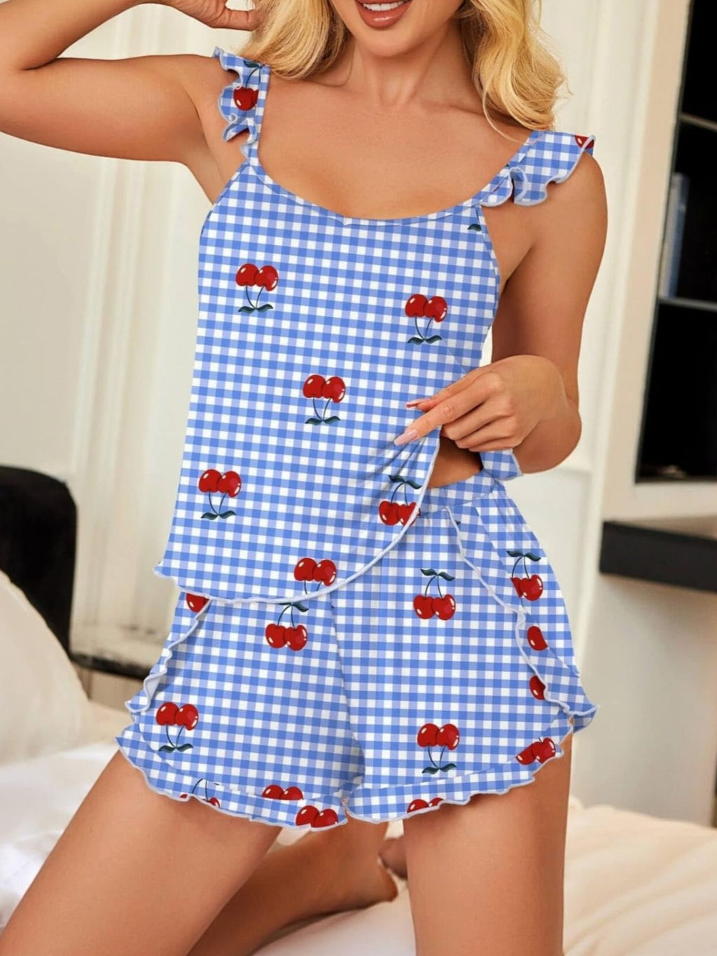 Ruffled Printed Cami Shorts Set (7)