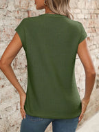 V-neck Short Sleeve Knit Top (32)